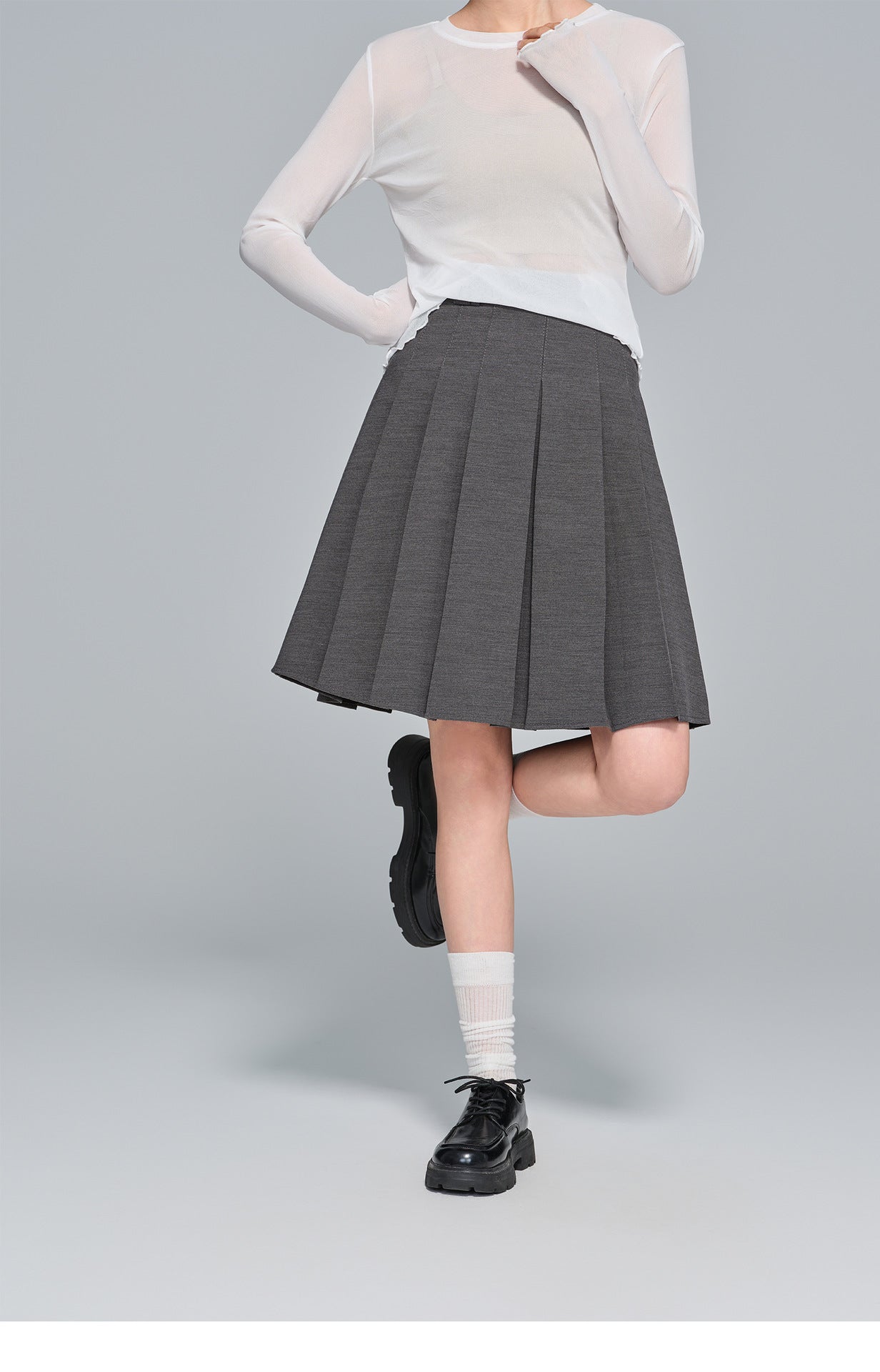 Elegant Versatile Pleated Skirt, High-Waist Design