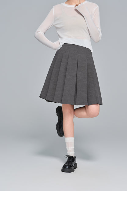 Elegant Versatile Pleated Skirt, High-Waist Design