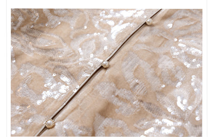 New Chinese Satin Floral Sequin Button Light Luxury Loose Coat