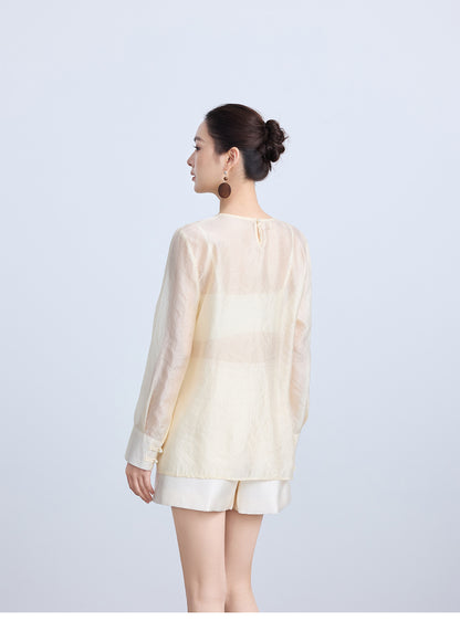 Elegant Round Neck Women's Blouse