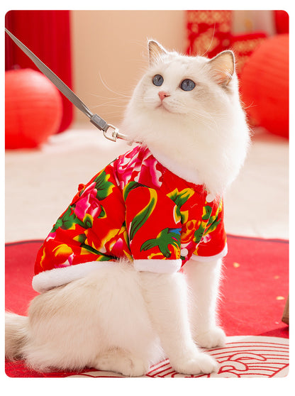 Retro Northeast Floral Coat Two-Leg Pet Clothes for Cats & Dogs