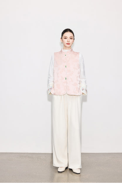 High-End Elegant Jacquard Vest Top for Women