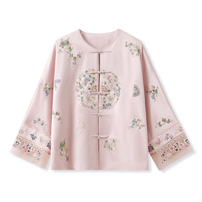 2026 Autumn New Chinese Style Printed Embroidered Acetate Coat for Women