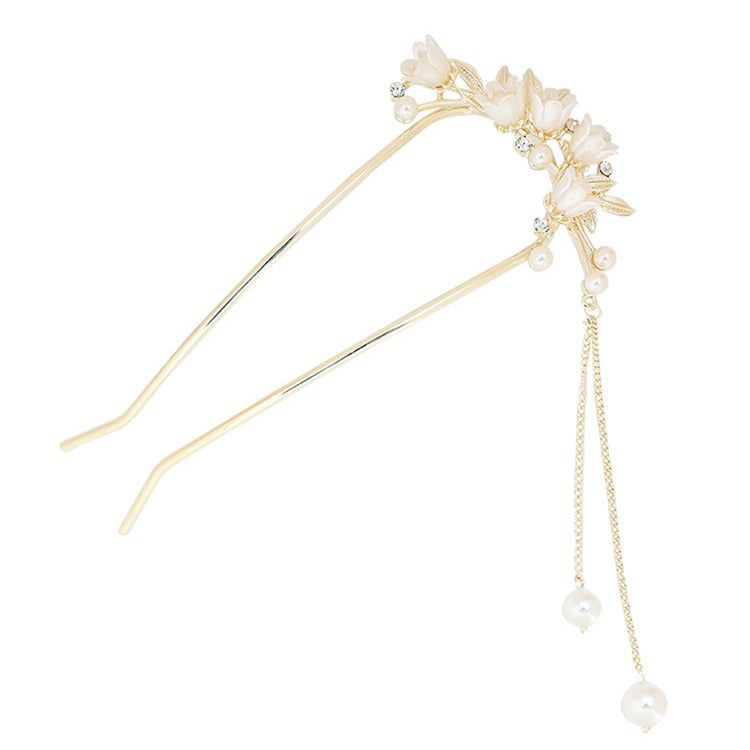 Super Fairy Bell Orchid Tassel U Hairpin Women High End Step Shake