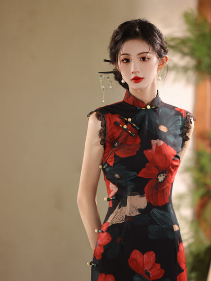 Elegant Youth Cheongsam – Sleeveless Retro High-End Dress
