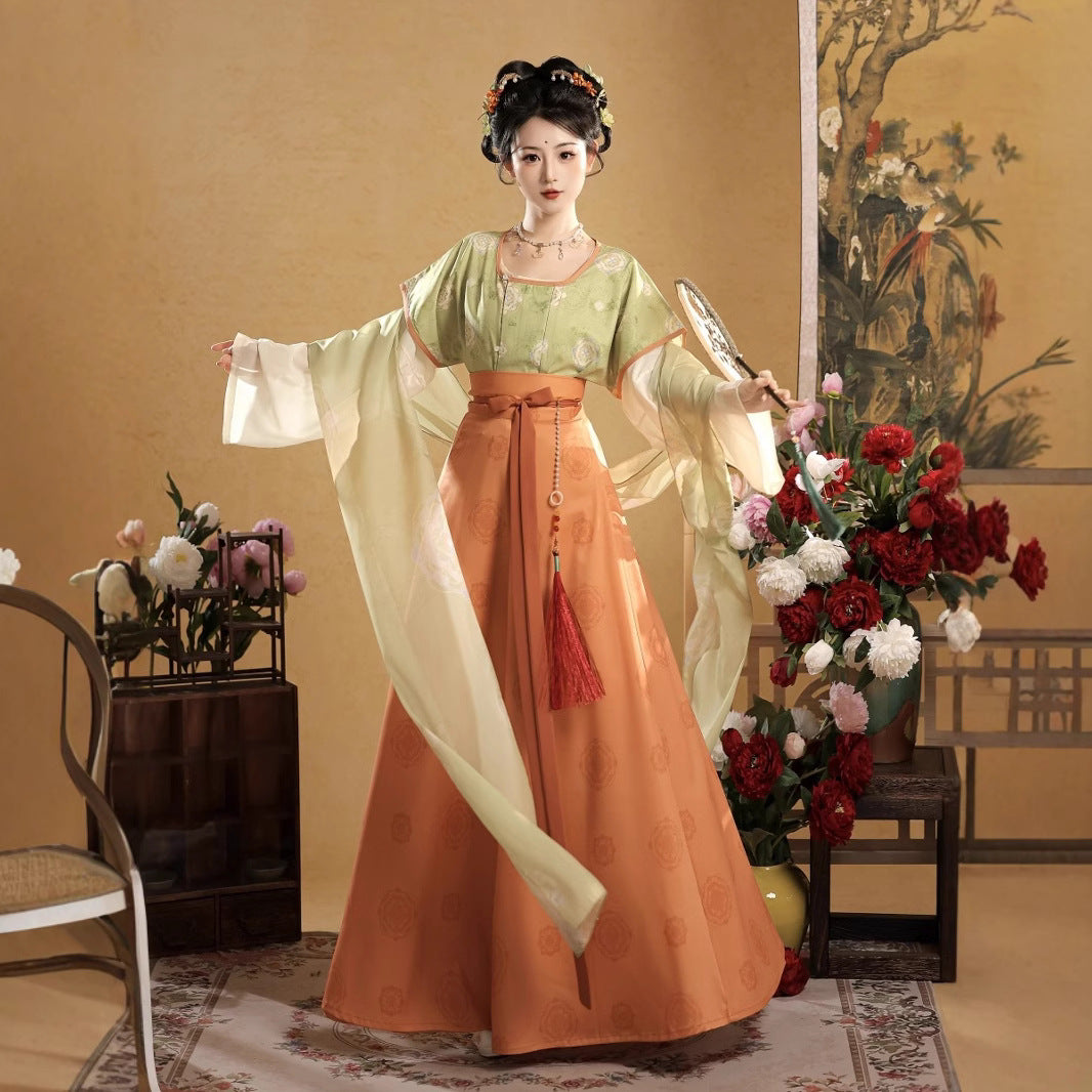 Tang Dynasty Hanfu Set — Beizi Shirt & Eight-Panel Waist Skirt