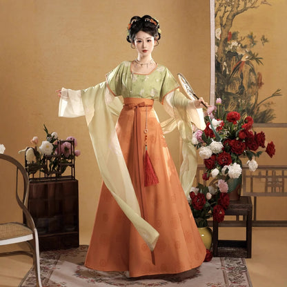 Tang Dynasty Hanfu Set — Beizi Shirt & Eight-Panel Waist Skirt