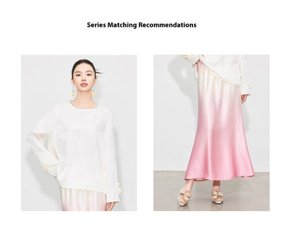 Luxury Acetate Satin Midi Skirt — Gradient High-End Mermaid Style