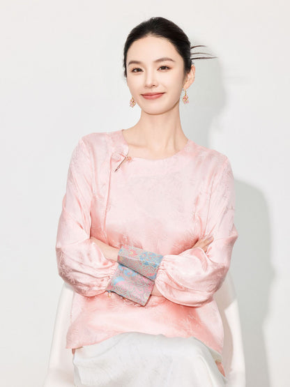 Stylish Retro Long Sleeve Jacquard Shirt