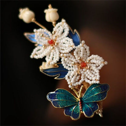 Hanfu Side Hair Clip Ming Song Style Qipao Accessory Enamel Lily Bell Hairpin