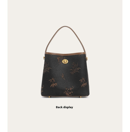 Vintage Xiangyun Silk Handbag — Real Mulberry Silk Bucket Bag for Women