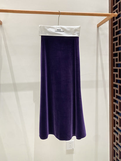 Elegant Slimming Velvet Fishtail Skirt for Fall and Winter