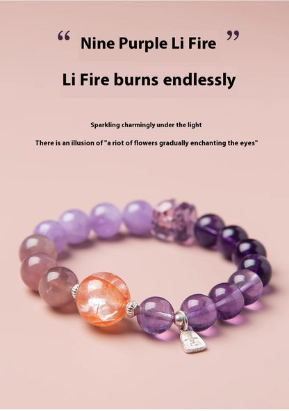 Natural Amethyst Nine-Purple Fire Bracelet — Lucky Exam Charm for Women