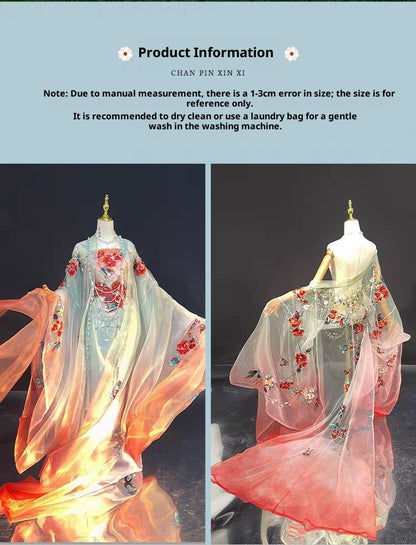 Original Hanfu Set Women's Heavy Embroidery Rose Manor Fairy Style