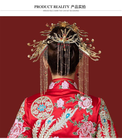 Xiuhe Clothing Phoenix Crown Xiapai Bride Dragon Phoenix Gown Headwear
