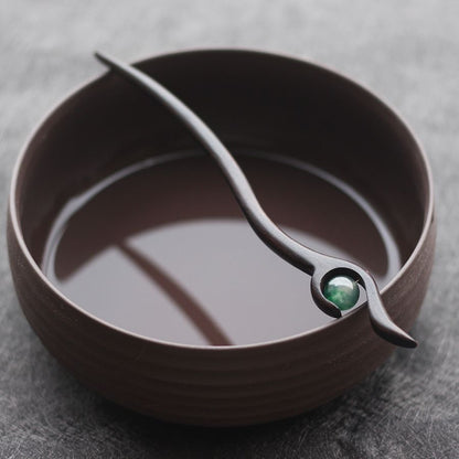 Ancient Style Hanfu Hairpin Travel Versatile Green Beads Ebony Hairpin