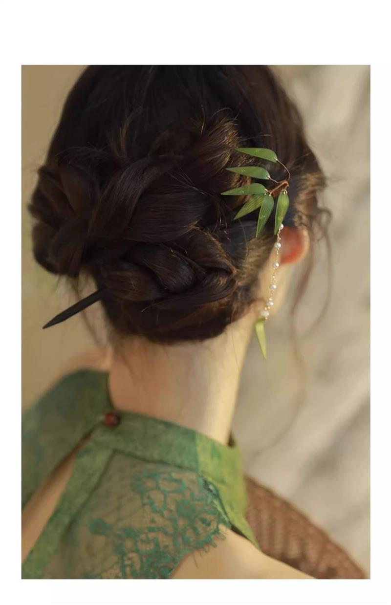 Bamboo Leaf Hairpin | New Chinese Style Tassel Hair Accessory for Women