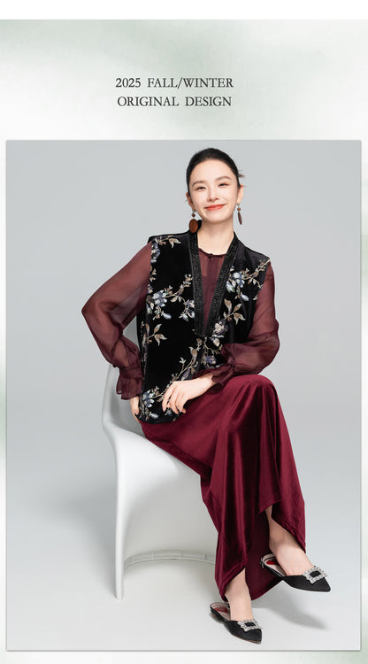 Sophisticated Heavy Embroidery Sequin Vest