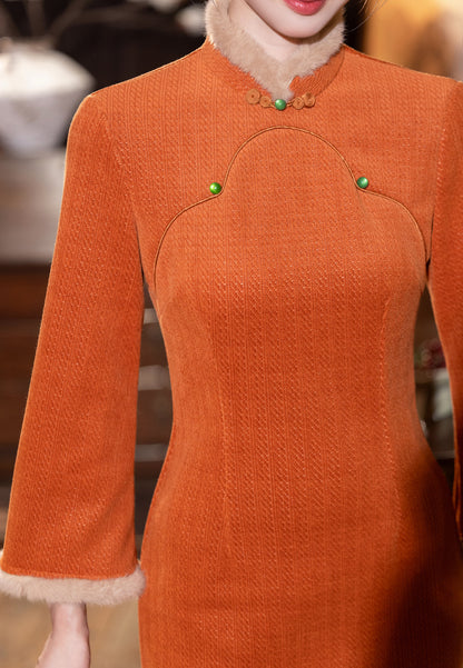 2025 New Thickened Cheongsam – Elegant Warm Daily Chinese Dress