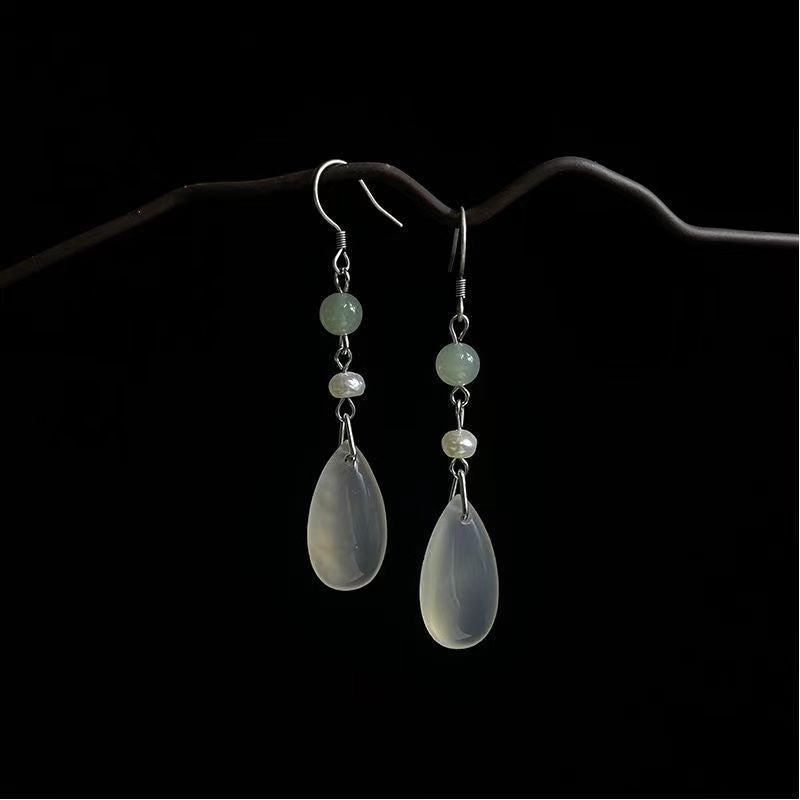 Misty Rain Silver Earrings | Antique Style 925 Silver Chinese Style Pearl Jewelry