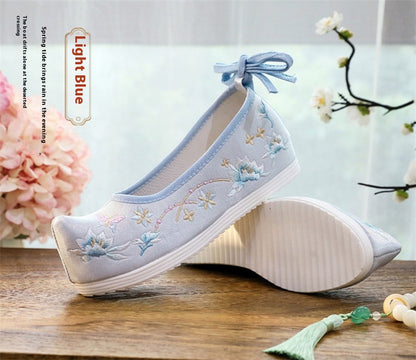 Hanfu Compatible Shoes — Inner Lift Embroidered High Heels for Women