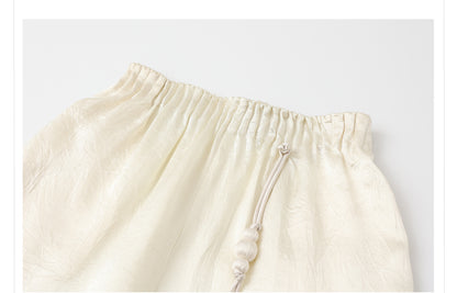 New Chinese Style High-Waist Wide-Leg Acetate Pants for Women