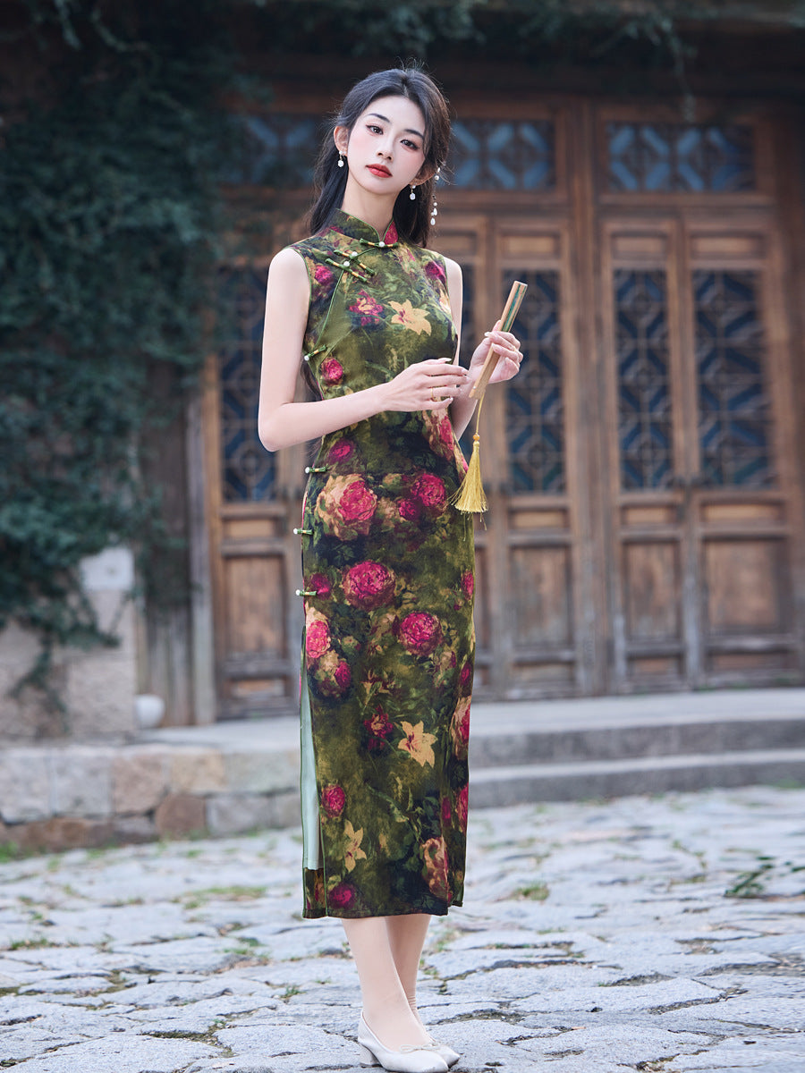 Elegant Sleeveless Cheongsam – Youth Retro High-End Dress