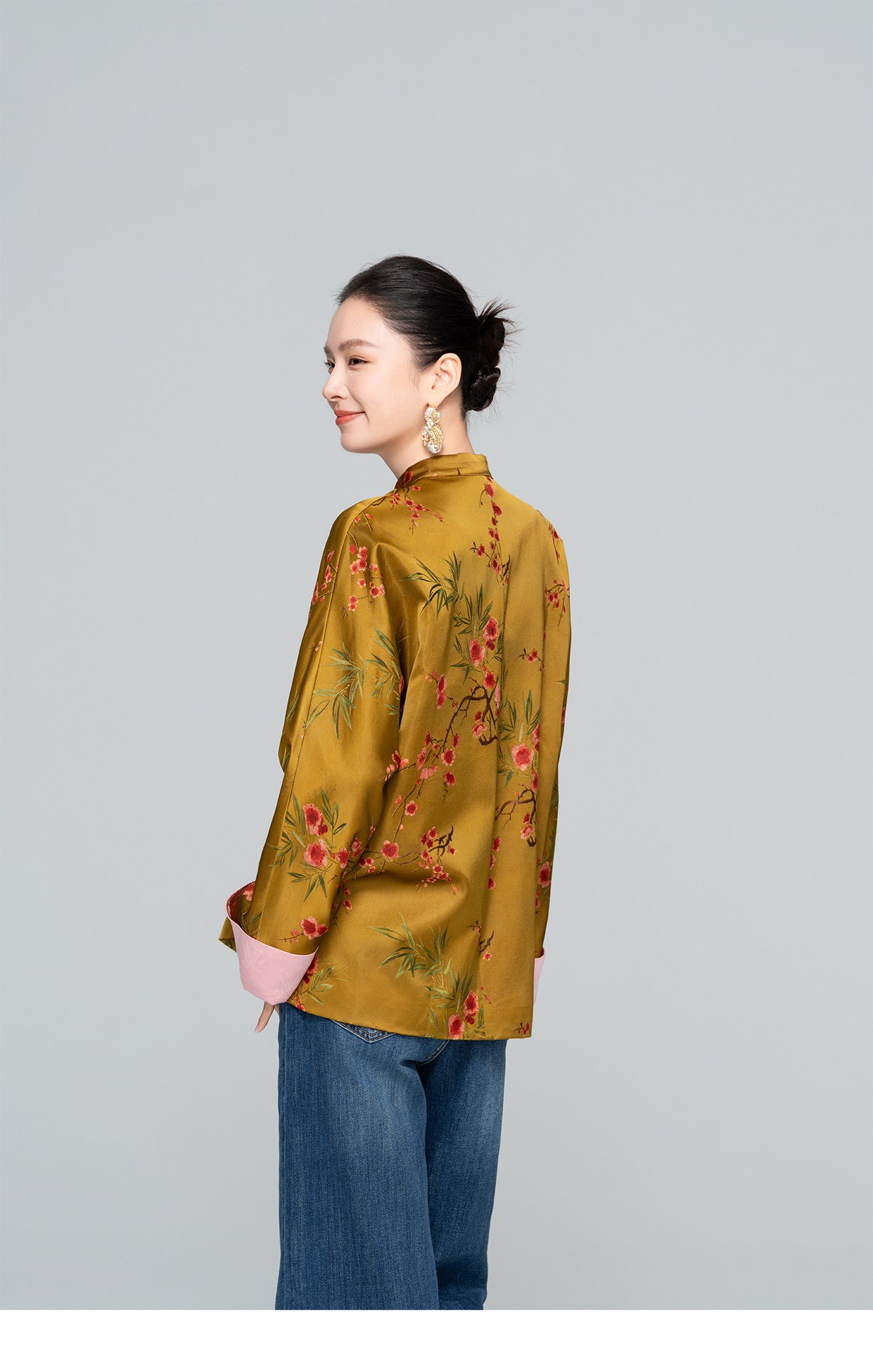 Old Money Style Printed Tang Jacket for Women