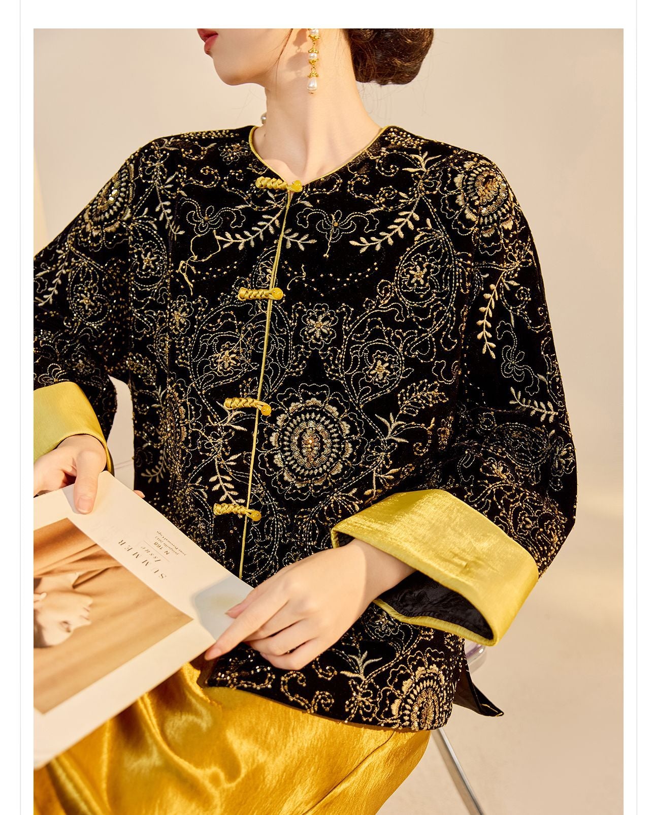 Retro Sequin Embroidered Zen Chinese Style Autumn Jacket