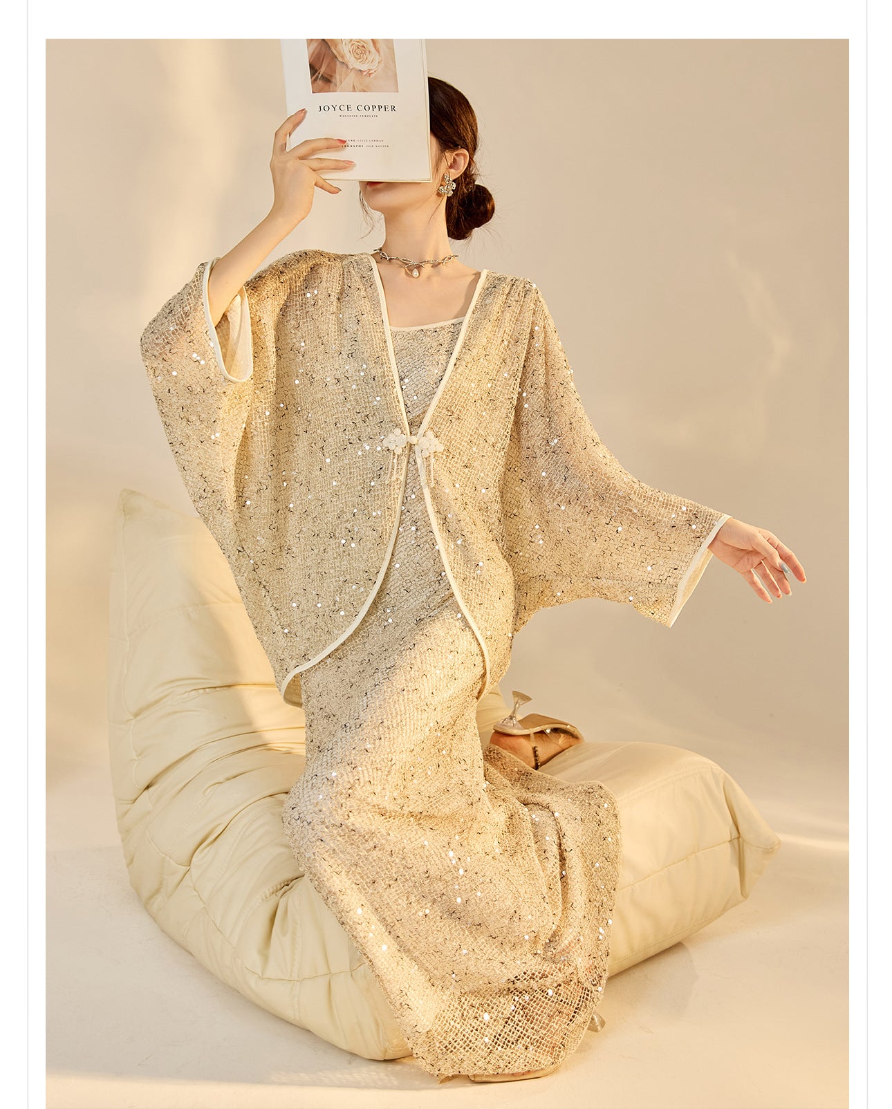 Autumn New Chinese Sequin Embroidered High-End Coat Dress Set