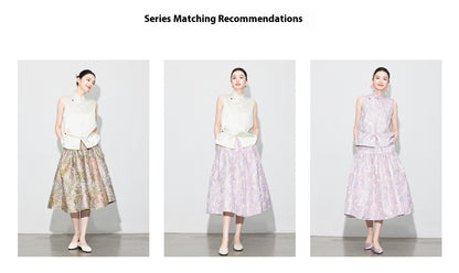 Early Spring Retro Jacquard Embroidered Vest & Skirt Set