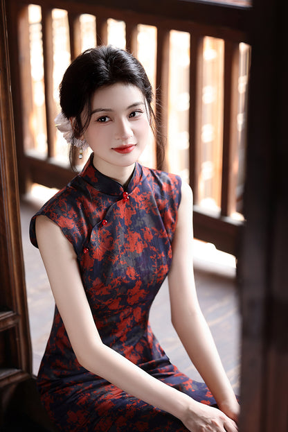 Slim Fit Retro Qipao – Elegant Long Chinese Dress