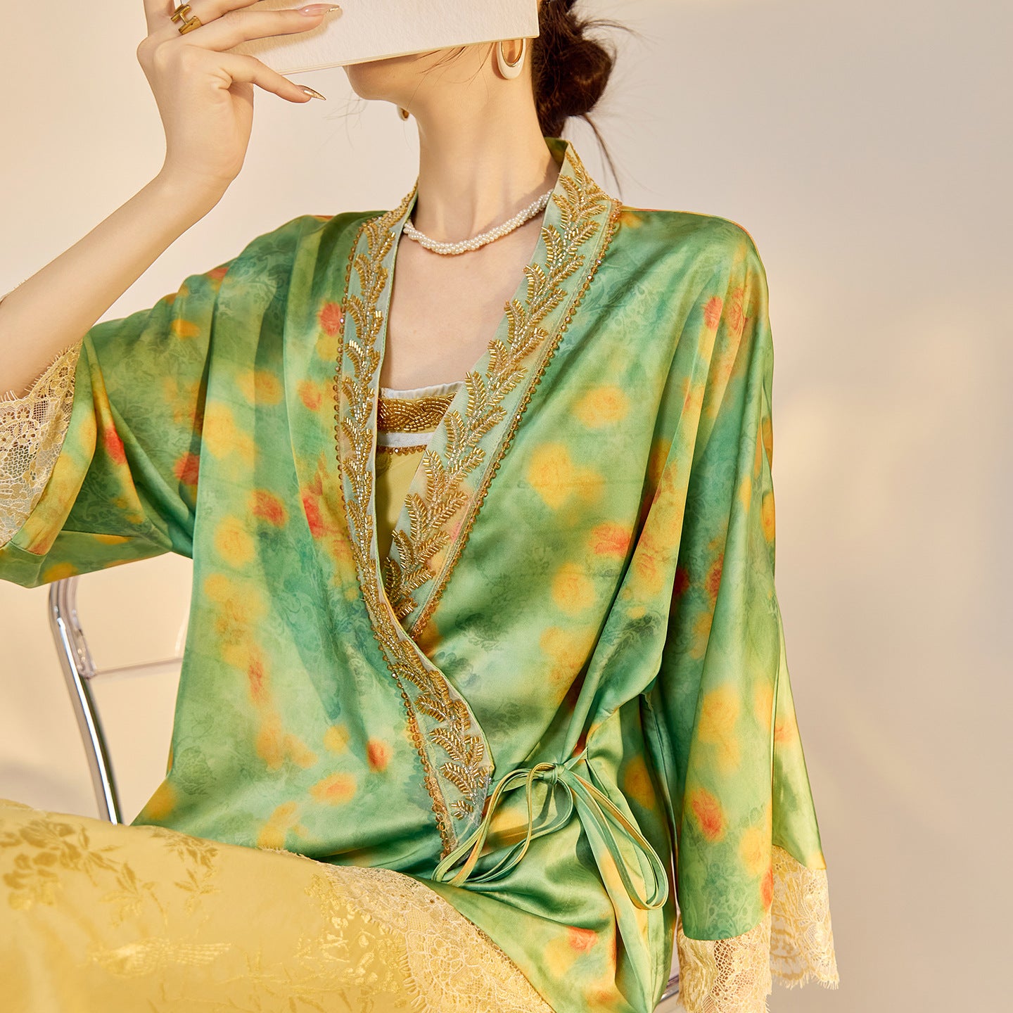 Elegant New Chinese Embroidered Jacquard Cardigan & Strap Dress Set