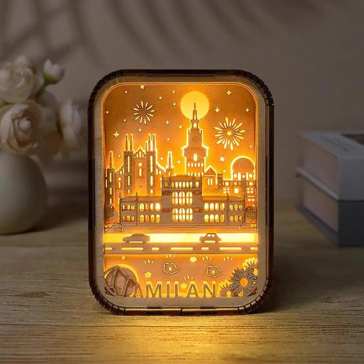 3D London City Wood Carving Lamp Night Light Mid-Autumn Gift