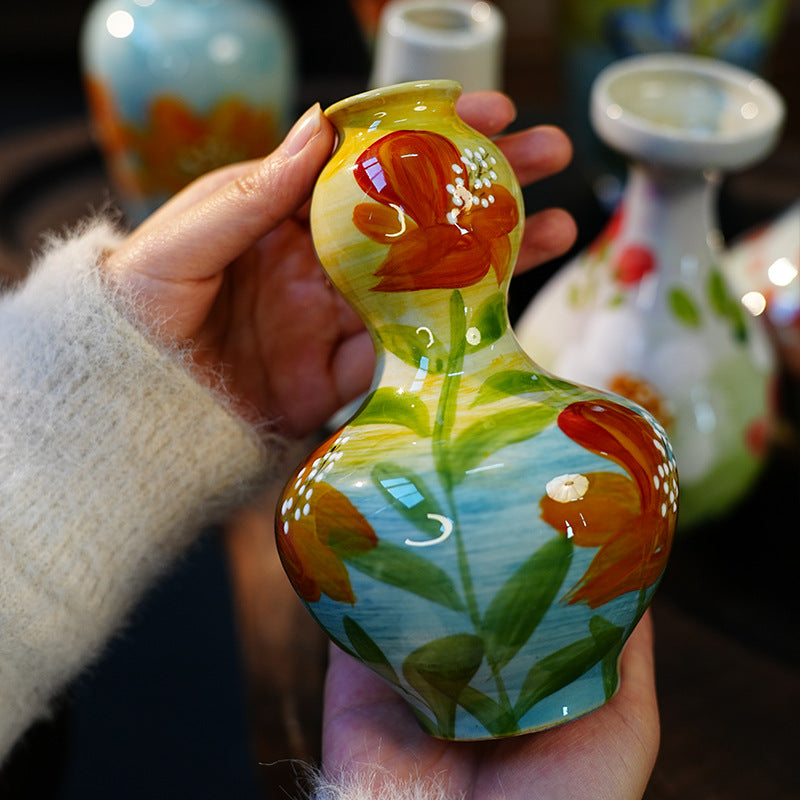 Jingdezhen Handmade Ceramic Vase — Oil Painting Style Small Home Decor