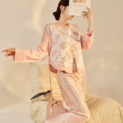 Elegant Jacquard Sleeveless Vest & Skirt Set for Autumn