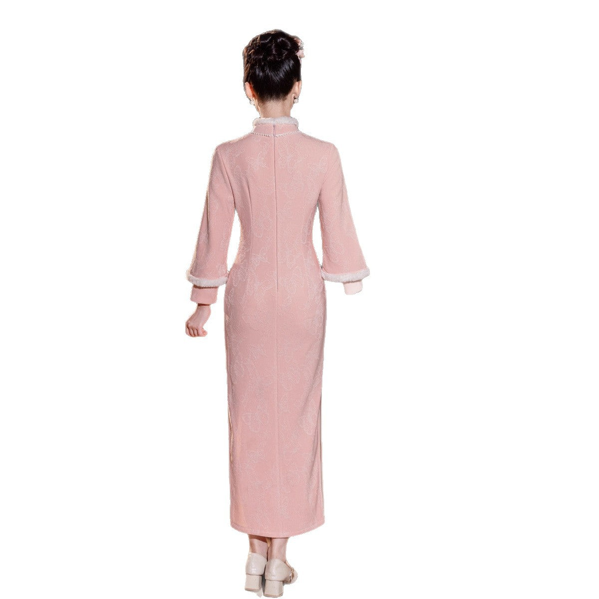 Elegant Thickened Winter Cheongsam – Retro Chinese Style Dress