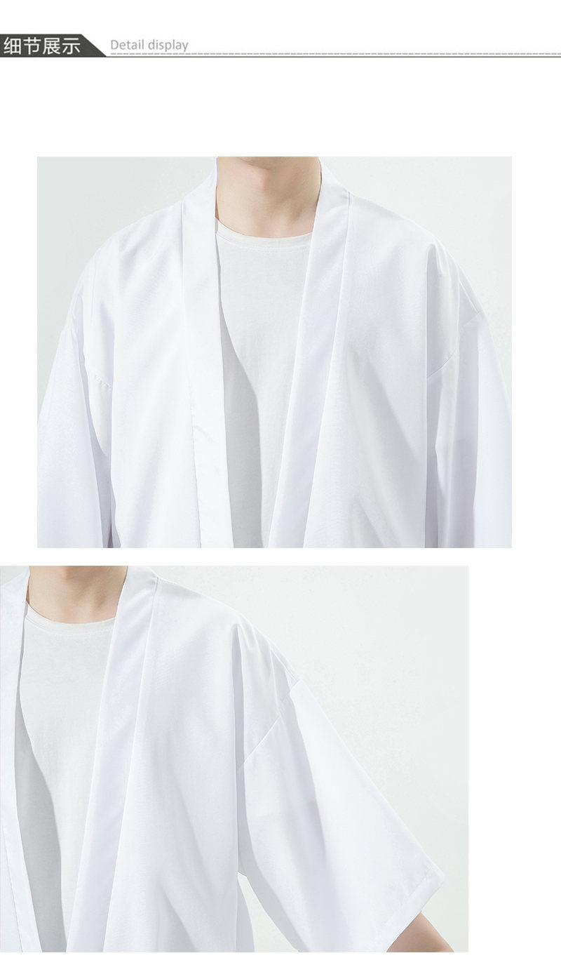 Summer Chinese Style Mens Hanfu Cardigan Taoist Robe Sun Protection