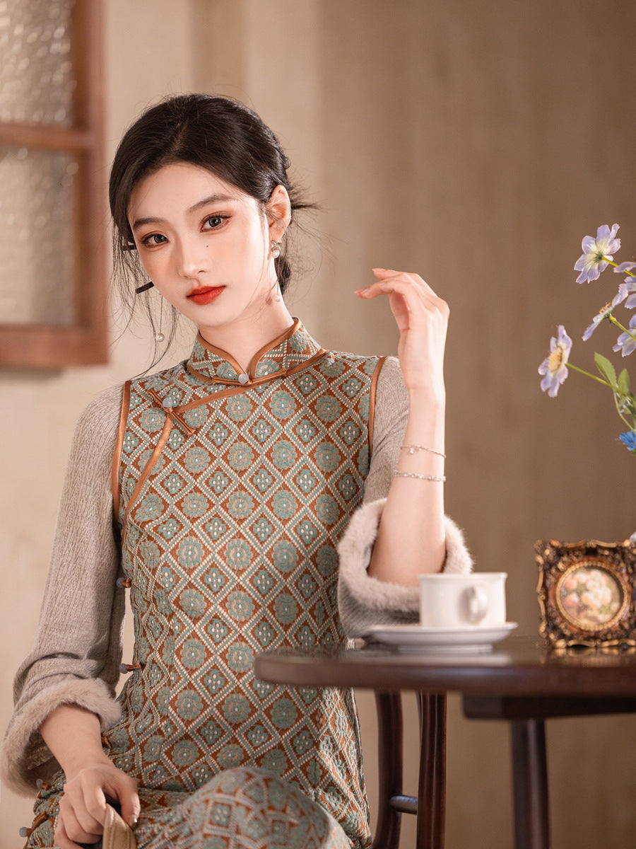 Improved New Chinese Style Qipao – Daily Elegant Winter Dress