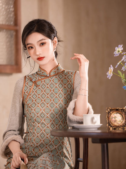 Improved New Chinese Style Qipao – Daily Elegant Winter Dress