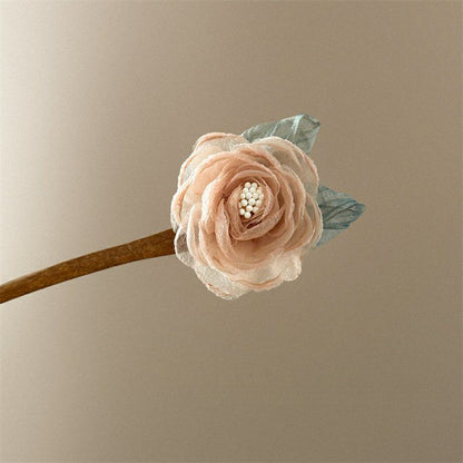 Purple Rose Hairpin Summer Mesh Flower Ancient Style Hair Accessory