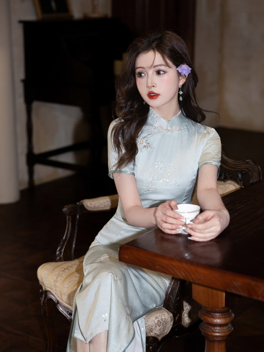 Artistic Camellia Cheongsam – Retro Youth Fresh Dress