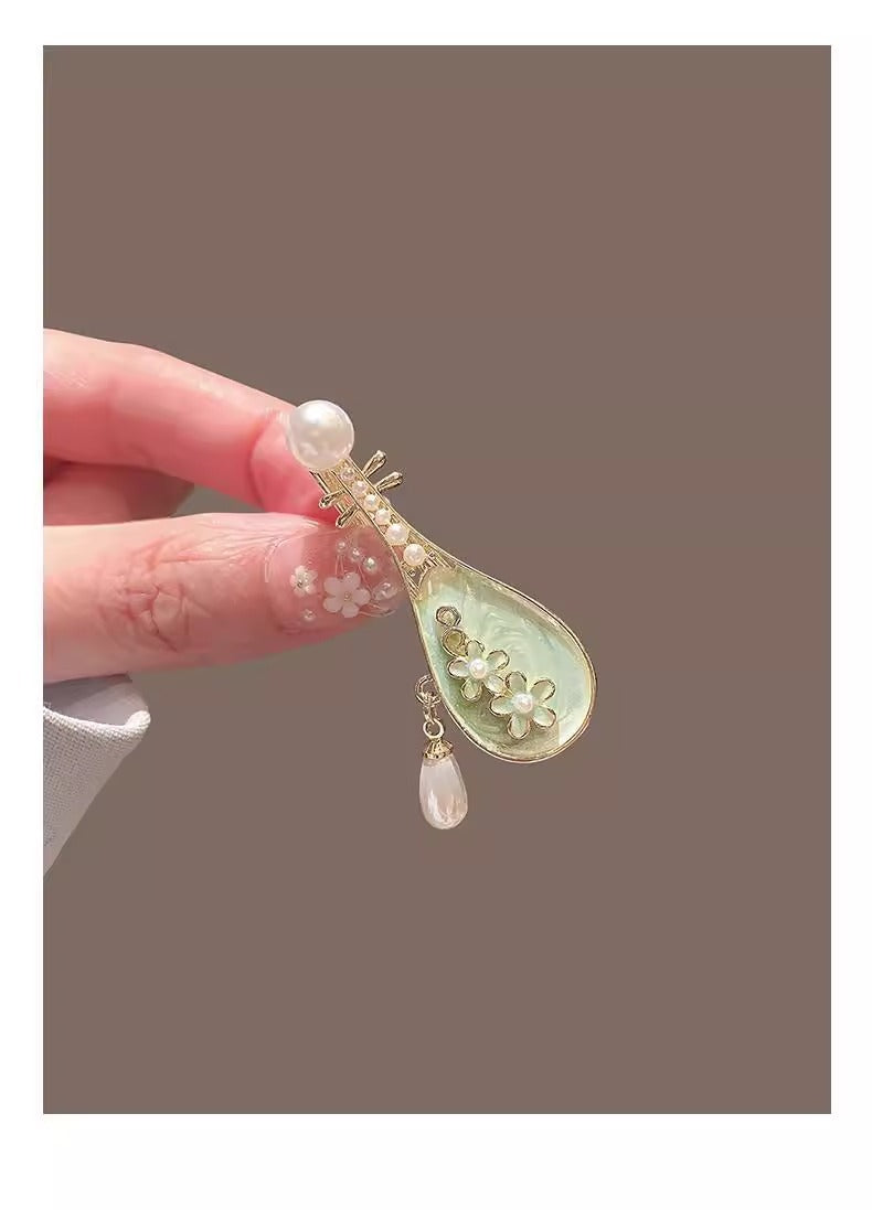 Rose Pipa Hair Clip Chinese Style Side Bang Clip Vintage Hairpin