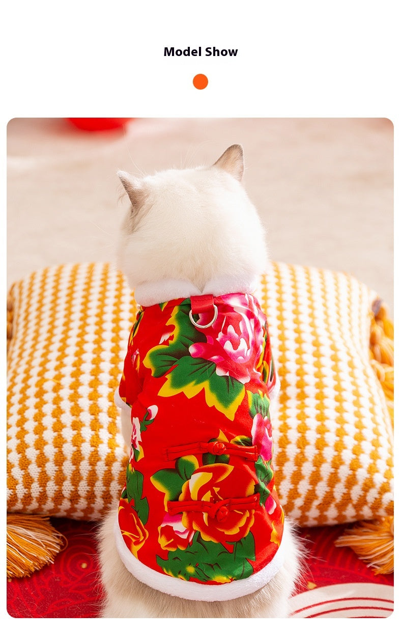 Retro Northeast Floral Coat Two-Leg Pet Clothes for Cats & Dogs
