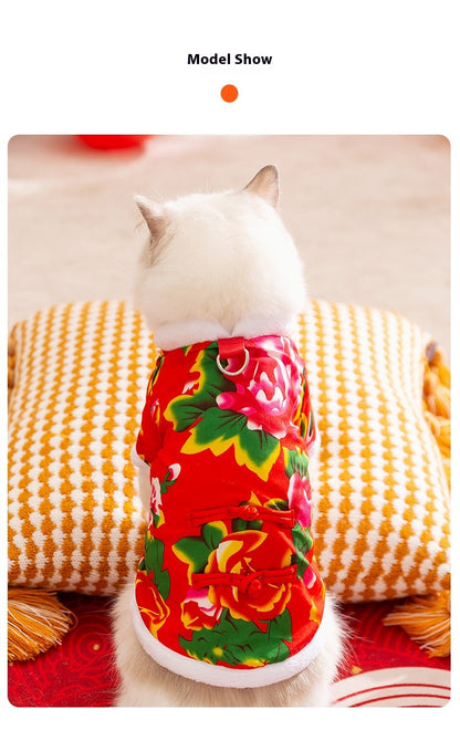 Retro Northeast Floral Coat Two-Leg Pet Clothes for Cats & Dogs