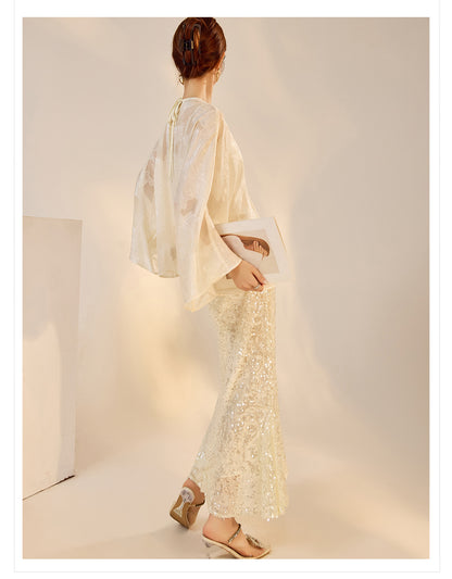 New Chinese Style Beaded Embroidered High-End Blouse for Women