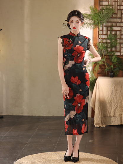 Elegant Youth Cheongsam – Sleeveless Retro High-End Dress