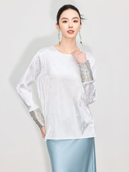 Elegant Spring Jacquard Hollow Shirt for Women