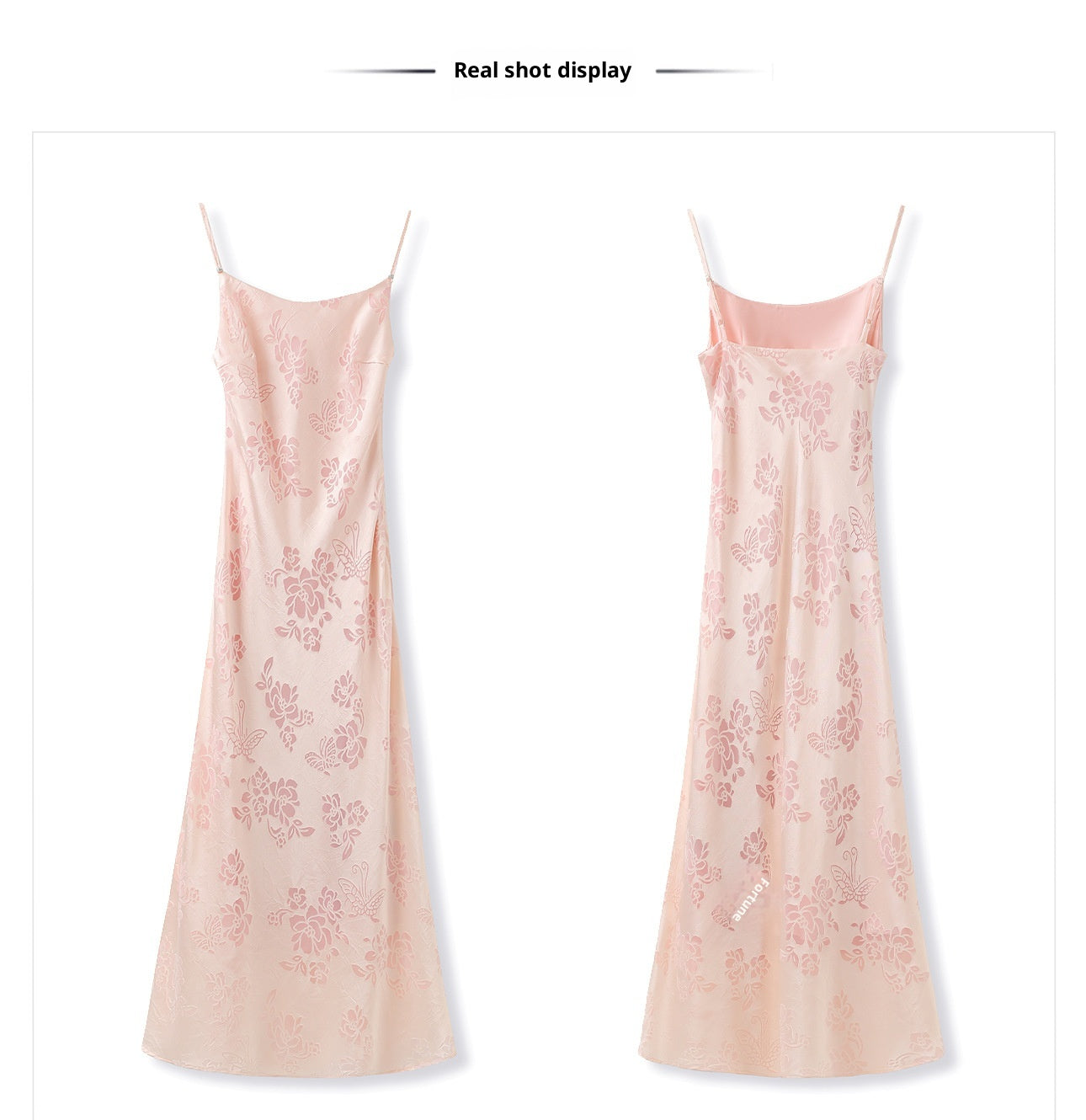 Elegant National Style Rayon Jacquard Embroidered Long Camisole Dress