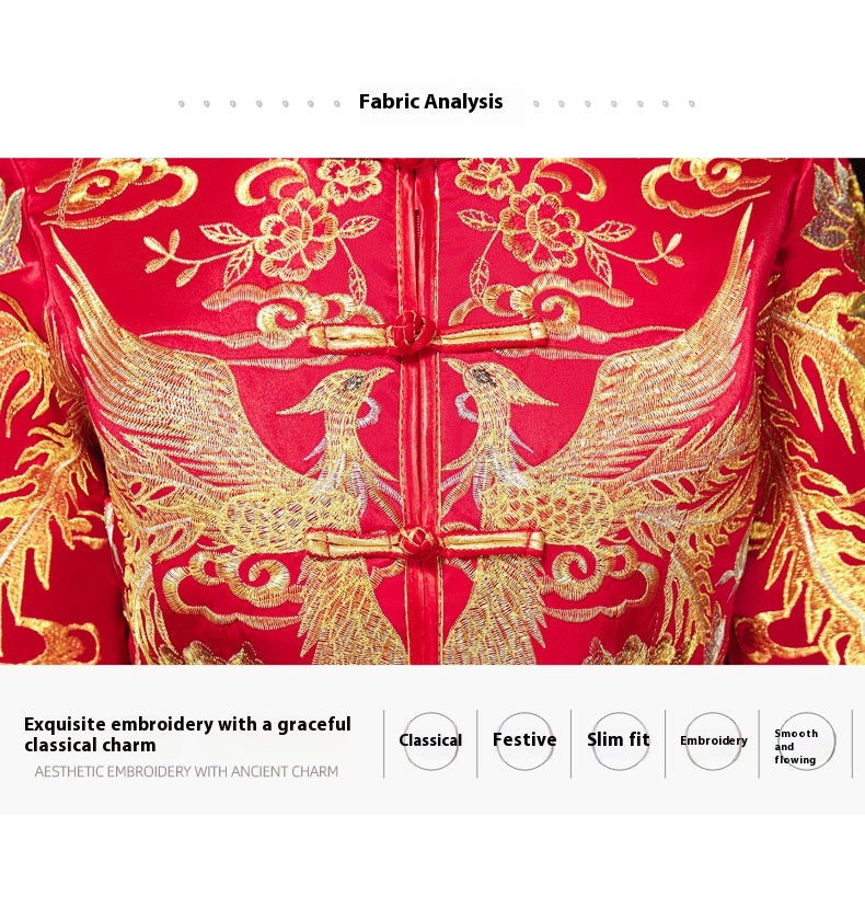 Xiuhe Wedding Dress Bride Plus Size Dragon Phoenix Gown Set